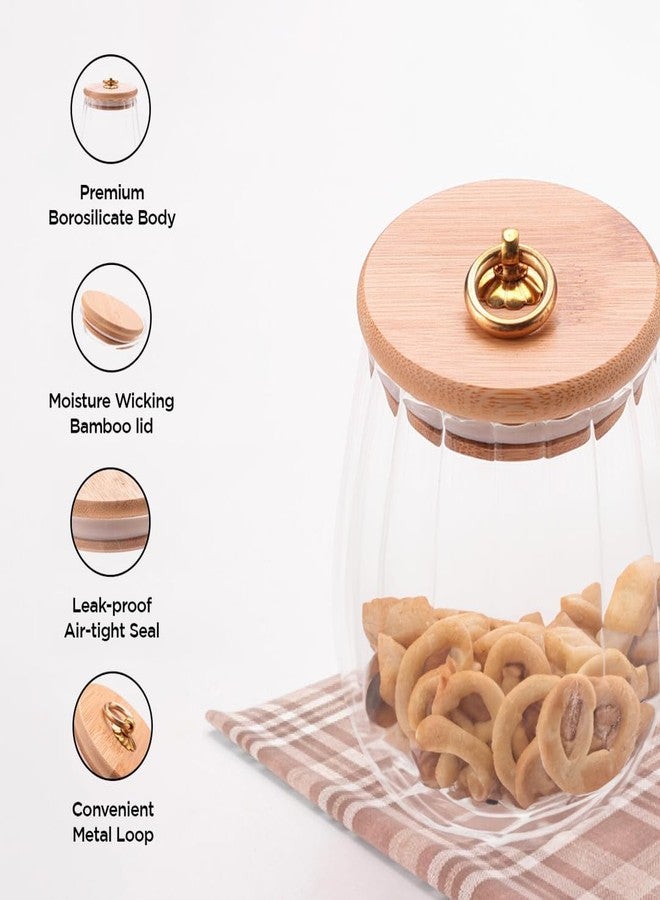 موش مرطبان زجاجي من زجاج البوروسيليكات مع غطاء من الخيزران | أدوات تنظيم وتخزين المطبخ | مرطبان تخزين متعدد الاستخدامات، مانع للتسرب، محكم الإغلاق للبسكويت، والوجبات الخفيفة، والشاي، والقهوة، والسكر (650 مل) - Image 5